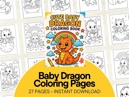 Printable Baby Dragon Coloring Pages Book, Fantasy Creatures Coloring Pack, Kids Art Activity PDF, Digital Download, Coloring Printables - Etsy Canada