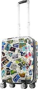 FUL Disney Stamps 22 Inch Carry On Luggage, Hardshell Rolling Suitcase with Spinner Wheels, Multi