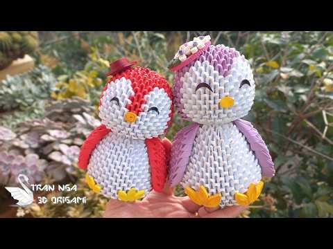 DIY paper miniature penguin | Tutorial de pingüino de origami en 3D