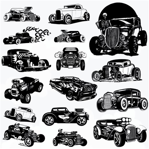 Hot Rod Svg Bundle, Hot Rod Clipart, Classic Car Vector, Vintage Car Decal, Hot Rod Cut Files, Car Silhouette. - Etsy