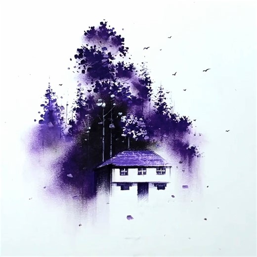 Drawing a beautiful abstract scenery using oil pastels | Morning Drizzle