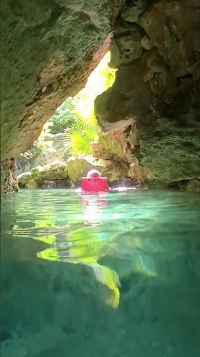 Swimming through underground river caves Xcaret Park Playa del Carmen Mexico life #adventure #fun