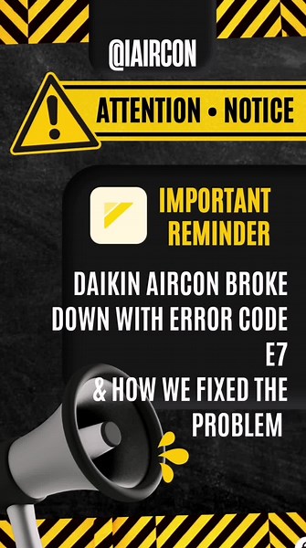 👨‍🔧 ➡️ E7 Error Code on DAIKIN Aircon with blinking problem & Outdoor Fan Motor Replacement Repair Work Done by iAircon.sg 😃 #iaircon #uncleeric #Daikin #sgdaikin #errorcode #mustsharenews #sgfyp #singapore #sgtt #sgtiktoker #sgaircon #airconservice #sgairconservice #sgairconrepair