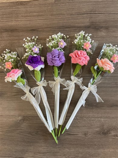 Crochet Flower Bouquet Gift Party Wedding Favors for Loved Ones Delicate Version - Etsy