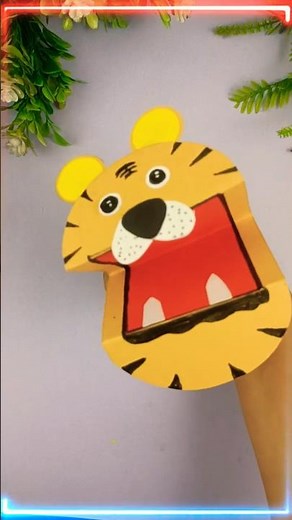 Paper Puppet | Paper Tiger Hand Puppet for kids How to make 🐯 #shorts #diy #papercraft #papertoy