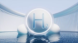Hydrogen energy with water surface, 3d rendering.