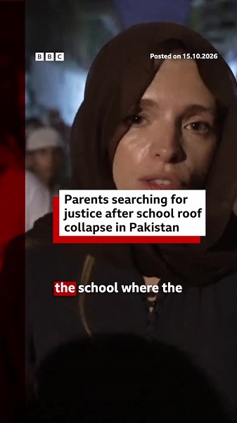 Parents are searching for justice after a school roof collapsed in Peshawar, Pakistan, killing at least 33 students and a teacher. #Pakistan #Peshawar #BBCNews