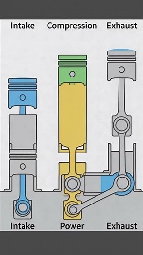 Inside a Combustion Engine: The 4 Strokes Explained ⚙️ #Mechanical #Shorts