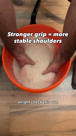 Dr. Antonio Gurule on Instagram: "Rice bucket training isn’t just for forearms. It’s one of the most underrated tools for shoulder health. Here’s why 👇 Your grip is neurologically linked to your shoulder through the entire upper-extremity chain. When grip strength improves: ✅ Rotator cuff activation improves ✅ Scapular stability increases ✅ Elbow & shoulder load tolerance goes up ✅ Joint “noise” and instability often go down Rice bucket work creates 360° resistance — training: • Finger flexors 