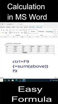 Calculation Formula in Word #Shorts #Tricks #Msword #Fast