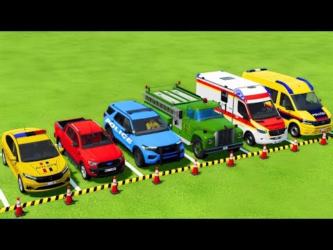 TRANSPORTING POLICE CARS, FIRE DEPARTMENT, AMBULANCE VEHICLES WITH MAN TRUCKS ! Farming Simulator 25