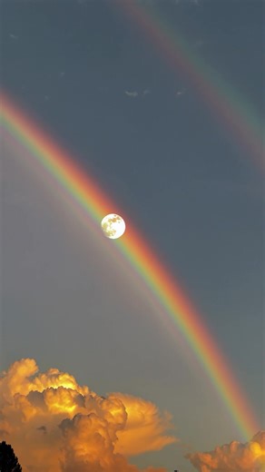 Woah... Moon perfectly suspended in the rainbow. 🌕 🌈 Captured during a rare clear winter morning over Scotland. | Ethereal Earth