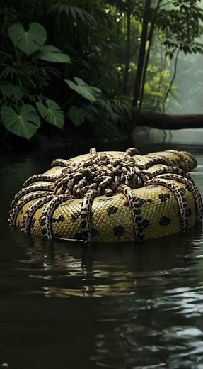 Amazing! Hundreds of Baby Anacondas Clinging to Their Mother #fyp