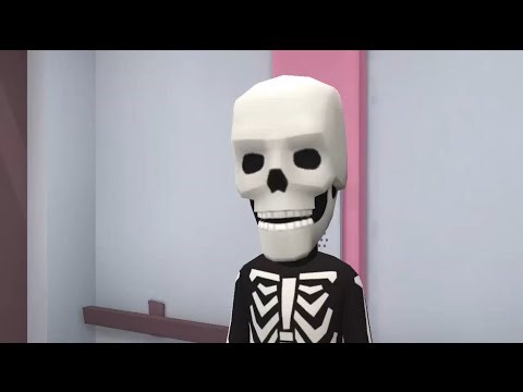 a skeleton in a elevator-plotagon short film