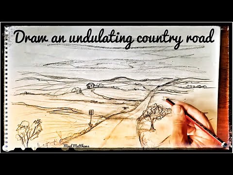 Drawing at home. How to draw a winding, undulating country road using perspective #Art #Howtodraw