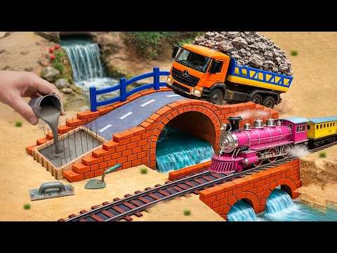DIY Mini Tractor Builds a Strong River Bridge with a Parallel Railway After a Devastating Explosion