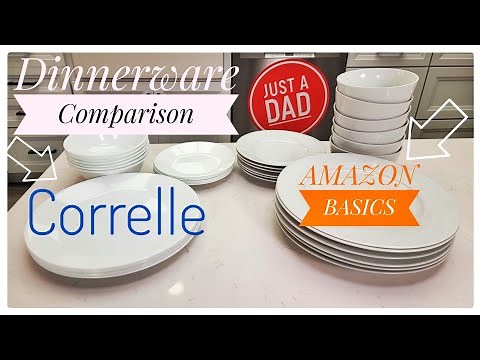 Corelle vs Amazon Basics Dinnerware Set Plates, Bowls Comparison