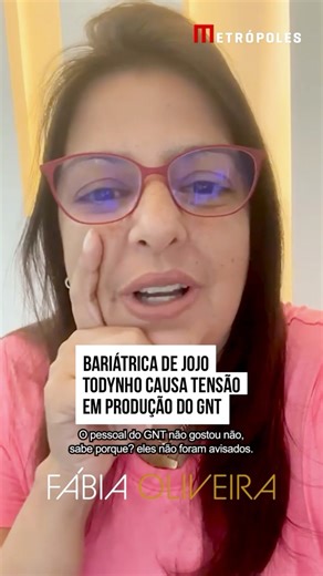 30K views · 12 reactions | Fátima #Bernardes vai estrear um programa de entrevistas no #GNT e a cirurgia bariátrica de Jojo Todynho causou um verdadeiro alvoroço entre os produtores da atração. Acontece que eles só descobriram sobre a operação da #cantora através da imprensa e ficaram de “cabelo em pé” com a novidade. ➡️ Leia a matéria completa na coluna @fabiaoliveira_, acessando o metropoles.com  @fabiaoliveira_ #Notícias #metrópolessaúde | Metrópoles | Facebook