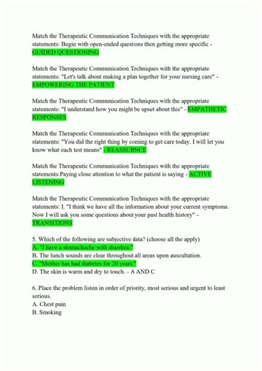 Advanced Health Assessment Exam 1 Practice Questions En Answers