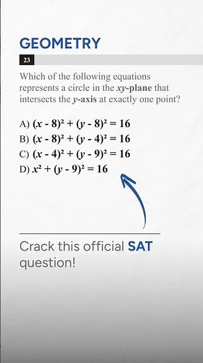 SAT Math Geometry: Circle Intersecting Y-Axis at One Point! #satmath #satprep #shorts