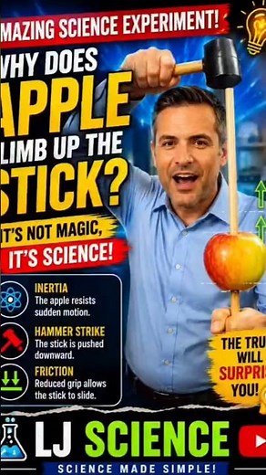 🤯 Why Does the Apple Climb the Stick? 🍎 | Mind-Blowing Science Experiment! #Shorts