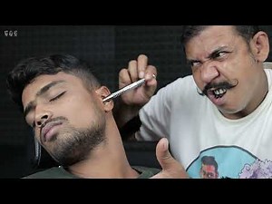 Satisfying Ear Itching And Head Massage by asim barber with neck cracking asmr