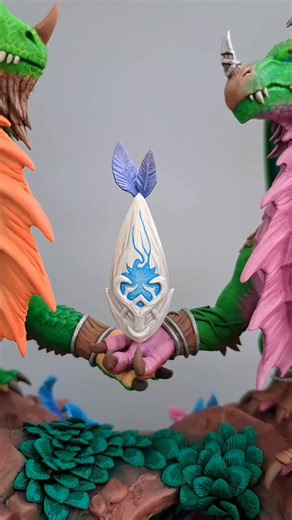 Julie Colibri on Instagram: "🍃 Eranikus the Redeemed and Ysera the Emerald Queen 🍃 100% Handmade! (Not for sale). Dimensions of the composition: the total length is 45 cm (17.7 inches), the total height is 25 cm (9.8 inches), and the width is 30 cm (11.8 inches). Materials: air-dry clay, metal wire, aluminum foil, acrylic paints, protective acrylic varnish. #Warcraft #Ysera #handmade #art #sculpture"
