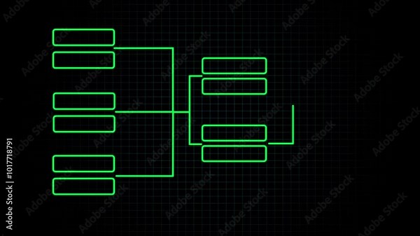 Decision tree, flow chart self drawing animation. Decision tree, flow chart self drawing animation. Black background .Animation of HUD frame elements callout for text 4K video