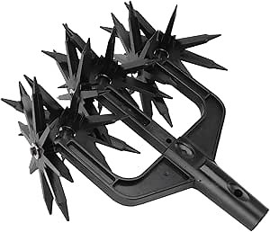 Garden Soil Scarifier, Rotary Cultivator Garden Lawn Ripper, Resistant 2 in 1 Ventilated Scarifier Rotary Tiller for Soil Plowing