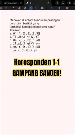 Masih Bingung Korespondensi Satu-Satu? Cuma 1 Menit Langsung Paham! #himpunan #matematika