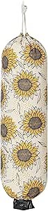 Plastic Bag Holder, Reusable Grocery Bag Holder for Plastic Bags Groceries Store, Flower Canvas Trash Plastic Bag Organizer Storage Holders for Home Kitchen Pantry Decor (Yellow Sunflower)