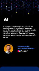 Many business leaders—especially in fintech and social media—are concerned about the potential risks associated with Agentic AI. TaskUs addresses that risk with a multi-pronged approach. SVP Global Offerings Phil Tomlinson shares how in this Unite.AI interview 👇 https://taskus.me/4kOXkBZ | TaskUs