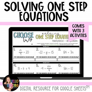 One Step Equations Digital Choice Activities for Middle School Math