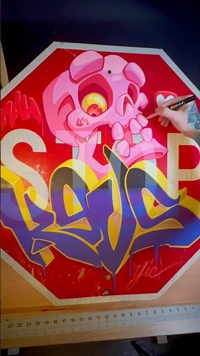 Painting A Stop Sign With Acrylic Markers