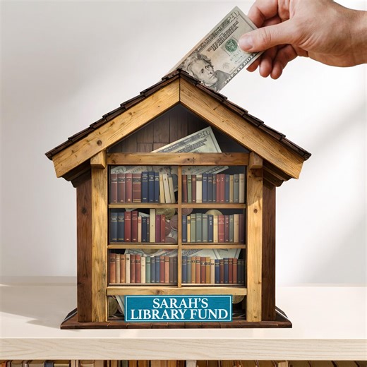 Personalized Library Sign,book Lover Piggy Bank,reading Fund Money Box,book Exchange Decor,name Coin Jar,kid Reader Gift,bookish,book Club - Etsy