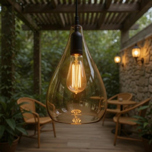 Amber Teardrop Glass Pendant Light – Modern Minimalist Hanging Light With Edison Bulb for Living Room or Kitchen - Etsy UK