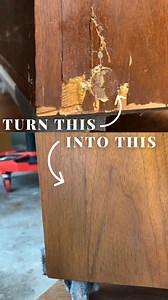 Fixing damaged veneer doesn’t have to be intimidating! Here’s how to do it! Products are linked in the comments. 😊 | Refurbishedish