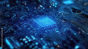 Abstract blue circuit board background. Abstract technology background. High technology and digital network. Futuristic hi-tech. High tech connection network pattern. Digital circuit board. 4K Video