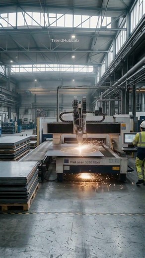 Perfect Circles Cut from Steel 😳🔥 So Precise! #factoryprocess #engineering #satisfying #factory