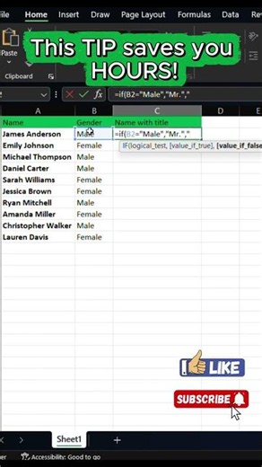 This Excel Formula Decides Everything (IF Function) #exceltips #excelshorts #spreadsheets