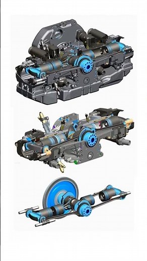 Opposed Piston Opposed Cylinder Engine| OPOC Engine #cad #mechanical #automobile #automotive #3d