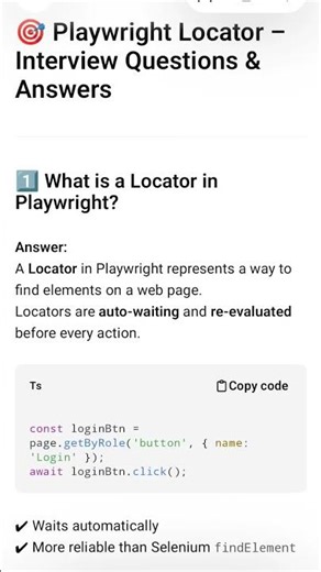 Playwright Locators interview Questions EP1 #shorts
