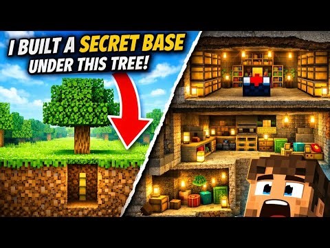 I BUILD A SECRET BASE UNDER THIS TREE IN MINECRAFT!