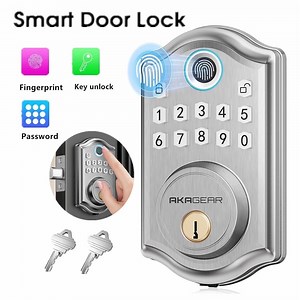 AKAGEAR Fingerprint Door Lock, Keyless Entry Smart Lock, Electronic Deadbolt Locks For Front Door，Easy Installation, Silver