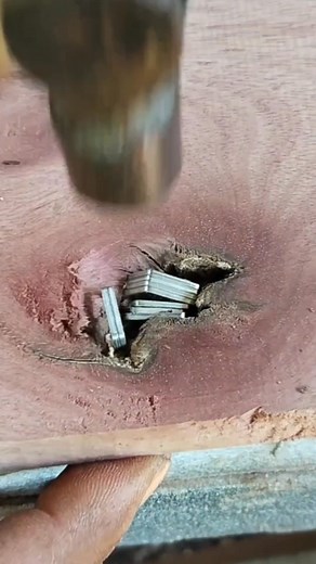 PERMANENT WOOD HOLE REPAIR! Must Add a Secret 'Anchor' (Staple Pins Sawdust Super Glue #WoodworkingHacks #WoodRepair #CAglue #DIYWoodworking #SawdustFix | Arif Doank