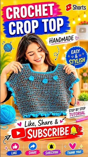 ✨ Crochet Top for Beginners | Easy & Stylish DIY Crop Top #crochet #crochettop #crochetcroptop