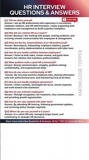 Top 10 HR Interview Questions and Answers