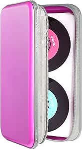 UENTIP 96 Capacity CD Case,Portable DVD Hard Plastic Case Holder CD Organizer Wallet Protective DVD Storage (96, purple)
