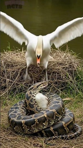 Unbelievable Scene: Crocodile Saves Swan Mother and Her Baby From a Python