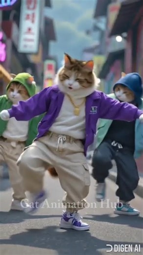 "Who said only humans can dance? Watch this kitty groove! 😹🎶 #CatDance #AnimatedCats #FunnyAnimation